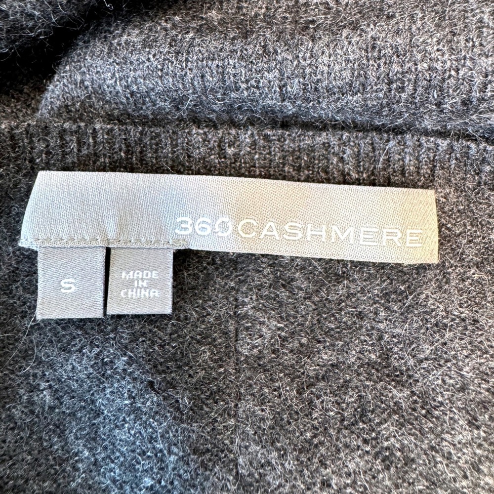 360 CASHMERE Crewneck Sweater Dress SMALL Colorblock Black & Gray Minimal Luxury - Picture 4 of 8